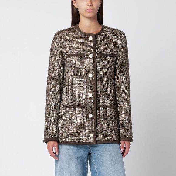 Golden Goose Women's Coffee-Colored Wool Tweed Jacket - Picture 1 of 2